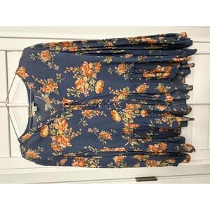 American Eagle floral print flowy lace up top size Large